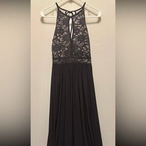 David's Bridal Black Lace Maxi Dress